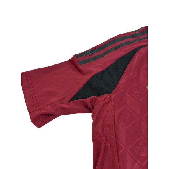 Adidas Royal Belgian Soccer Jersey S Slim Fit Burgundy Black Gold Short Sleeve - Picture 14 of 16